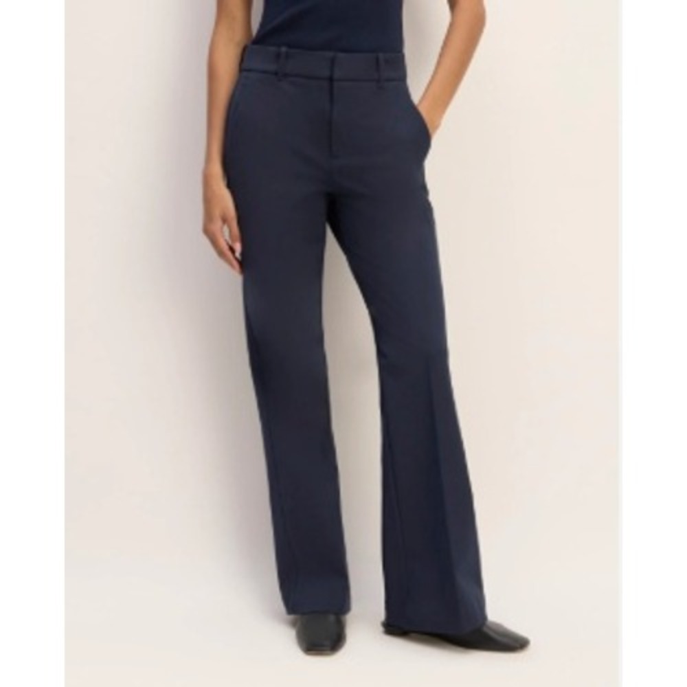 Everlane Bi-Stretch Flare Pant Women's 14 Navy Blue NWT High Rise Cotton Stretch